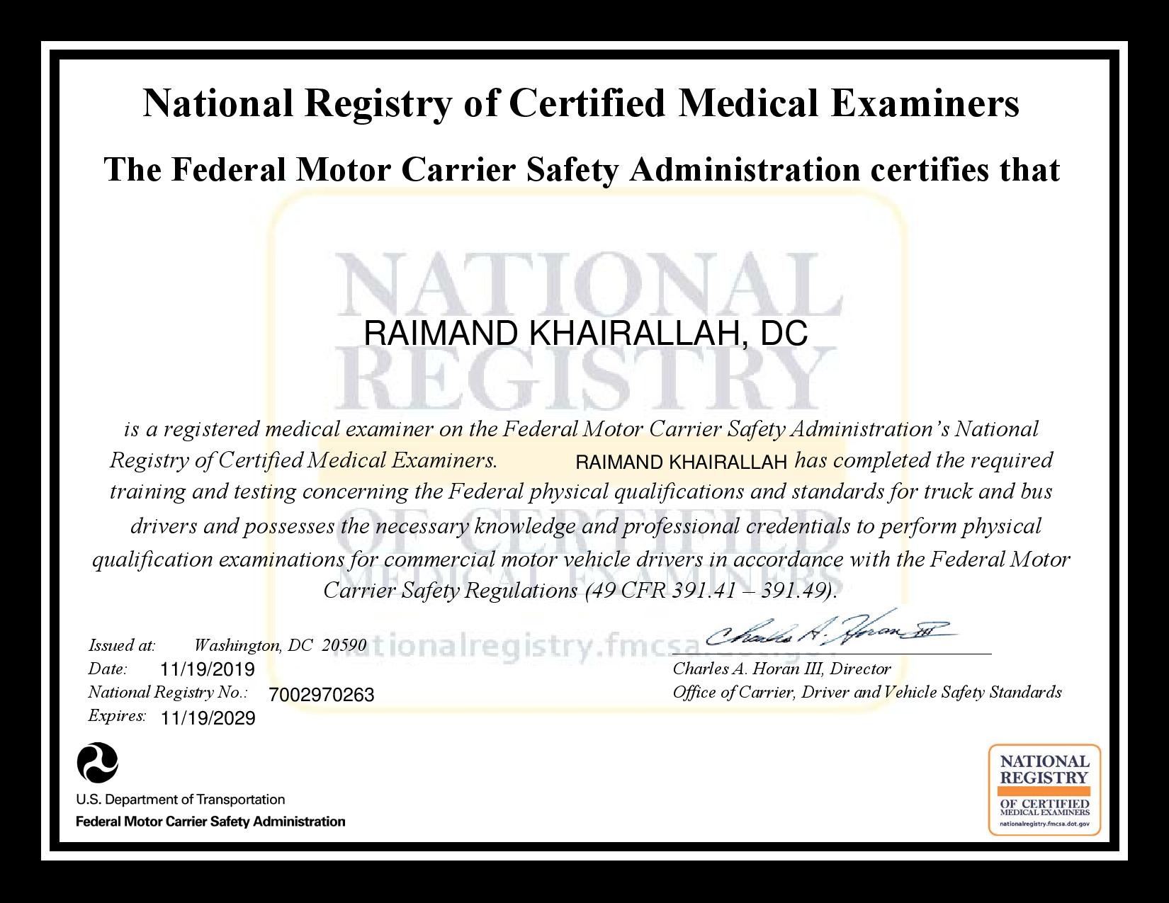DOT7002970263 certificate page 001